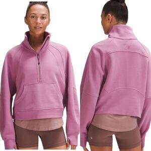 EUC Lululemon Scuba Oversized Cropped Funnel Neck Half Zip Velvet Dust Size XS/S